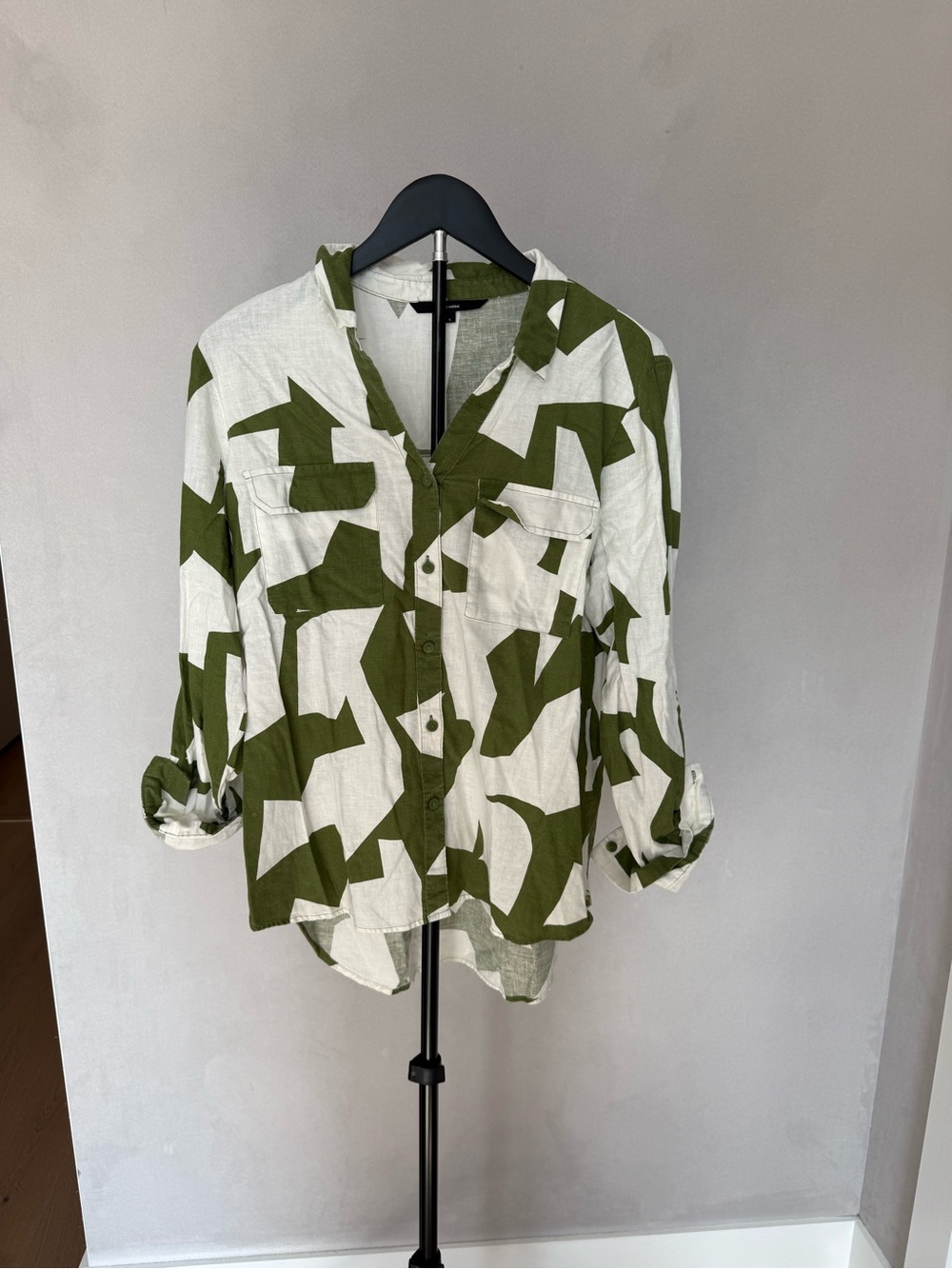Vero Moda Olive Green and White Patterned Blouse